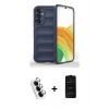 MARSİLYAN™- Galaxy A25 5G Kılıf Atlas Koleksiyonu - Siyah 6D Antistatik Mat Seramik Hayalet Nano Ekran Koruyucu + Valdez Metal Kamera Lens - GS