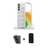 MARSİLYAN™- Galaxy A25 5G Kılıf Atlas Koleksiyonu - Siyah 6D Antistatik Mat Seramik Hayalet Nano Ekran Koruyucu + Valdez Metal Kamera Lens - SH