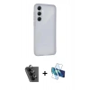 MARSİLYAN™- Galaxy A25 5G Kılıf Atlas Minimal Prime - Siyah 3D Antistatik Cam Ekran Koruyucu + Valdez Metal Kamera Lens - SH