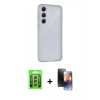 MARSİLYAN™- Galaxy A25 5G Kılıf Atlas Minimal Prime - Siyah 3D Antistatik Mat Seramik Nano Ekran Koruyucu + Raze Metal Kamera Lens - GS