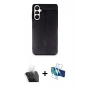 MARSİLYAN™- Galaxy A25 5G Kılıf Doruk Klasik Özel Seri - Siyah 3D Antistatik Cam Ekran Koruyucu + Kamera Lens Koruma Cam - SF