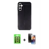 MARSİLYAN™- Galaxy A25 5G Kılıf Doruk Klasik Özel Seri - Siyah 3D Antistatik Mat Seramik Nano Ekran Koruyucu + Raze Metal Kamera Lens - GS