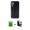MARSİLYAN™- Galaxy A25 5G Kılıf Doruk Klasik Özel Seri - Siyah 3D Antistatik Mat Seramik Nano Ekran Koruyucu + Raze Metal Kamera Lens - SH