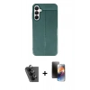 MARSİLYAN™- Galaxy A25 5G Kılıf Doruk Klasik Özel Seri - Siyah 3D Antistatik Mat Seramik Nano Ekran Koruyucu + Valdez Metal Kamera Lens - SH