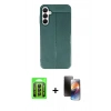 MARSİLYAN™- Galaxy A25 5G Kılıf Doruk Klasik Özel Seri - Siyah 3D Antistatik Mat Seramik Nano Ekran Koruyucu + Raze Metal Kamera Lens - SH