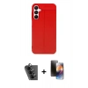 MARSİLYAN™- Galaxy A25 5G Kılıf Doruk Klasik Özel Seri - Siyah 3D Antistatik Mat Seramik Nano Ekran Koruyucu + Valdez Metal Kamera Lens - SH