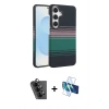 MARSİLYAN™- Galaxy A25 5G Kılıf Doruk Serisi - Siyah 3D Antistatik Seramik Nano Ekran Koruyucu + Valdez Metal Kamera Lens - SH