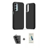 MARSİLYAN™- Galaxy A25 5G Kılıf Eksen Işık - Şeffaf Pasifik Cam Ekran Koruyucu + Valdez Metal Kamera Lens - SH