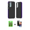 MARSİLYAN™- Galaxy A25 5G Kılıf Eksen Işık - Siyah 3D Antistatik Mat Seramik Nano Ekran Koruyucu + Raze Metal Kamera Lens - GS
