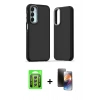 MARSİLYAN™- Galaxy A25 5G Kılıf Eksen Işık - Siyah 3D Antistatik Mat Seramik Nano Ekran Koruyucu + Raze Metal Kamera Lens - GS
