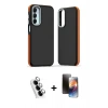 MARSİLYAN™- Galaxy A25 5G Kılıf Eksen Işık - Siyah 3D Antistatik Mat Seramik Nano Ekran Koruyucu + Valdez Metal Kamera Lens - GS