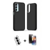MARSİLYAN™- Galaxy A25 5G Kılıf Eksen Işık - Siyah 3D Antistatik Mat Seramik Nano Ekran Koruyucu + Valdez Metal Kamera Lens - GS