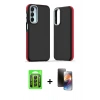 MARSİLYAN™- Galaxy A25 5G Kılıf Eksen Işık - Siyah 3D Antistatik Mat Seramik Nano Ekran Koruyucu + Raze Metal Kamera Lens - SH