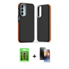 MARSİLYAN™- Galaxy A25 5G Kılıf Eksen Işık - Siyah 3D Antistatik Mat Seramik Nano Ekran Koruyucu + Raze Metal Kamera Lens - SH