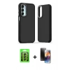 MARSİLYAN™- Galaxy A25 5G Kılıf Eksen Işık - Siyah 3D Antistatik Mat Seramik Nano Ekran Koruyucu + Raze Metal Kamera Lens - SH