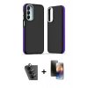 MARSİLYAN™- Galaxy A25 5G Kılıf Eksen Işık - Siyah 3D Antistatik Mat Seramik Nano Ekran Koruyucu + Valdez Metal Kamera Lens - SH