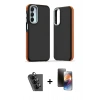 MARSİLYAN™- Galaxy A25 5G Kılıf Eksen Işık - Siyah 3D Antistatik Mat Seramik Nano Ekran Koruyucu + Valdez Metal Kamera Lens - SH