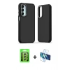 MARSİLYAN™- Galaxy A25 5G Kılıf Eksen Işık - Siyah 3D Antistatik Seramik Nano Ekran Koruyucu + Raze Metal Kamera Lens - GS