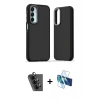 MARSİLYAN™- Galaxy A25 5G Kılıf Eksen Işık - Siyah 3D Antistatik Seramik Nano Ekran Koruyucu + Valdez Metal Kamera Lens - SH