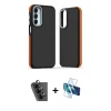 MARSİLYAN™- Galaxy A25 5G Kılıf Eksen Işık - Siyah 3D Antistatik Seramik Nano Ekran Koruyucu + Valdez Metal Kamera Lens - SH