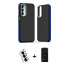 MARSİLYAN™- Galaxy A25 5G Kılıf Eksen Işık - Siyah 6D Antistatik Mat Seramik Hayalet Nano Ekran Koruyucu + Valdez Metal Kamera Lens - GS