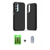 MARSİLYAN™- Galaxy A25 5G Kılıf Eksen Işık - Siyah Joko Magic 5D Cam + Raze Metal Kamera Lens - SH