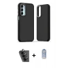 MARSİLYAN™- Galaxy A25 5G Kılıf Eksen Işık - Siyah Joko Magic 5D Cam + Valdez Metal Kamera Lens - SH