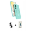 MARSİLYAN™- Galaxy A25 5G Kılıf İz Işık Koleksiyonu - Şeffaf Pasifik Cam Ekran Koruyucu + Valdez Metal Kamera Lens - GS