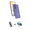 MARSİLYAN™- Galaxy A25 5G Kılıf İz Işık Koleksiyonu - Siyah 3D Antistatik Cam Ekran Koruyucu + Valdez Metal Kamera Lens - GS