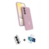MARSİLYAN™- Galaxy A25 5G Kılıf İz Işık Koleksiyonu - Siyah 3D Antistatik Cam Ekran Koruyucu + Valdez Metal Kamera Lens - GS