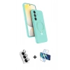 MARSİLYAN™- Galaxy A25 5G Kılıf İz Işık Koleksiyonu - Siyah 3D Antistatik Cam Ekran Koruyucu + Valdez Metal Kamera Lens - GS