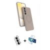 MARSİLYAN™- Galaxy A25 5G Kılıf İz Işık Koleksiyonu - Siyah 3D Antistatik Cam Ekran Koruyucu + Valdez Metal Kamera Lens - GS