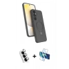 MARSİLYAN™- Galaxy A25 5G Kılıf İz Işık Koleksiyonu - Siyah 3D Antistatik Cam Ekran Koruyucu + Valdez Metal Kamera Lens - GS
