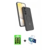 MARSİLYAN™- Galaxy A25 5G Kılıf İz Işık Koleksiyonu - Siyah 3D Antistatik Seramik Nano Ekran Koruyucu + Raze Metal Kamera Lens - SH