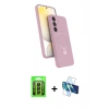 MARSİLYAN™- Galaxy A25 5G Kılıf İz Işık Koleksiyonu - Siyah 3D Antistatik Seramik Nano Ekran Koruyucu + Raze Metal Kamera Lens - SH