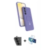MARSİLYAN™- Galaxy A25 5G Kılıf İz Işık Koleksiyonu - Siyah 3D Antistatik Seramik Nano Ekran Koruyucu + Valdez Metal Kamera Lens - SH