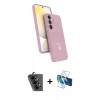 MARSİLYAN™- Galaxy A25 5G Kılıf İz Işık Koleksiyonu - Siyah 3D Antistatik Seramik Nano Ekran Koruyucu + Valdez Metal Kamera Lens - SH
