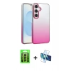 MARSİLYAN™- Galaxy A25 5G Kılıf Kıvılcım Minimal Özel Seri - Siyah 3D Antistatik Cam Ekran Koruyucu + Raze Metal Kamera Lens - SH