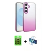 MARSİLYAN™- Galaxy A25 5G Kılıf Kıvılcım Minimal Özel Seri - Siyah 3D Antistatik Cam Ekran Koruyucu + Raze Metal Kamera Lens - SH