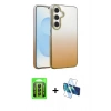 MARSİLYAN™- Galaxy A25 5G Kılıf Kıvılcım Minimal Özel Seri - Siyah 3D Antistatik Cam Ekran Koruyucu + Raze Metal Kamera Lens - SH