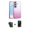 MARSİLYAN™- Galaxy A25 5G Kılıf Kıvılcım Minimal Özel Seri - Siyah 3D Antistatik Hayalet Cam Ekran Koruyucu + Valdez Metal Kamera Lens - SH