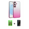 MARSİLYAN™- Galaxy A25 5G Kılıf Kıvılcım Minimal Özel Seri - Siyah 3D Antistatik Hayalet Cam Ekran Koruyucu + Raze Metal Kamera Lens - GS