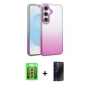 MARSİLYAN™- Galaxy A25 5G Kılıf Kıvılcım Minimal Özel Seri - Siyah 3D Antistatik Hayalet Cam Ekran Koruyucu + Raze Metal Kamera Lens - GS
