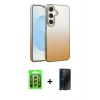 MARSİLYAN™- Galaxy A25 5G Kılıf Kıvılcım Minimal Özel Seri - Siyah 3D Antistatik Hayalet Cam Ekran Koruyucu + Raze Metal Kamera Lens - GS