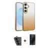 MARSİLYAN™- Galaxy A25 5G Kılıf Kıvılcım Minimal Özel Seri - Siyah 3D Antistatik Hayalet Cam Ekran Koruyucu + Valdez Metal Kamera Lens - SH