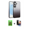 MARSİLYAN™- Galaxy A25 5G Kılıf Kıvılcım Minimal Özel Seri - Siyah 3D Antistatik Mat Seramik Nano Ekran Koruyucu + Raze Metal Kamera Lens - SH