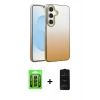 MARSİLYAN™- Galaxy A25 5G Kılıf Kıvılcım Minimal Özel Seri - Siyah 6D Antistatik Mat Seramik Hayalet Nano Ekran Koruyucu + Raze Metal Kamera Lens - SH