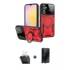 MARSİLYAN™- Galaxy A25 5G Kılıf Kıvılcım Modern Serisi - Siyah 3D Antistatik Hayalet Cam Ekran Koruyucu + Kamera Lens Koruma Cam - SF
