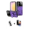 MARSİLYAN™- Galaxy A25 5G Kılıf Kıvılcım Modern Serisi - Siyah 3D Antistatik Mat Seramik Nano Ekran Koruyucu + Valdez Metal Kamera Lens - GS