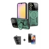 MARSİLYAN™- Galaxy A25 5G Kılıf Kıvılcım Modern Serisi - Siyah 3D Antistatik Mat Seramik Nano Ekran Koruyucu + Valdez Metal Kamera Lens - SH